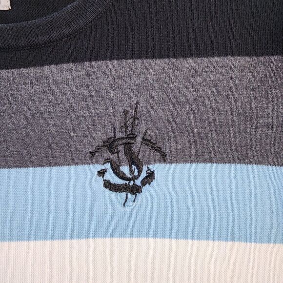 Jiberish Grey, Blue, Black & White Striped Knit Sweater Size M - Picture 7 of 7